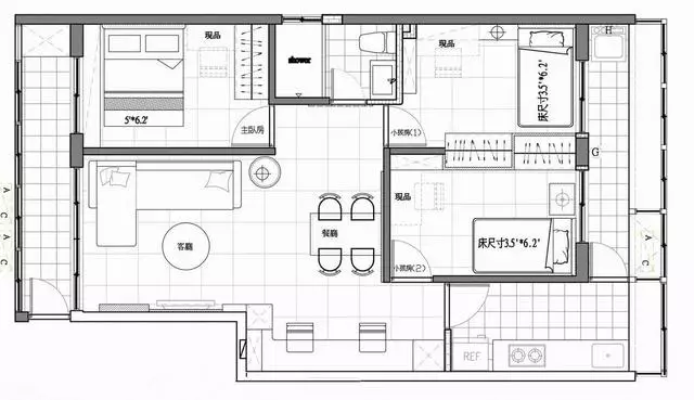 76平老房爆改，缩小空间两房变三房，紧凑的小户型！