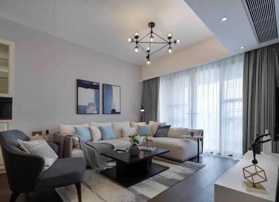 现代简约三居装修设计，淡蓝色与淡粉色的结合超梦幻！