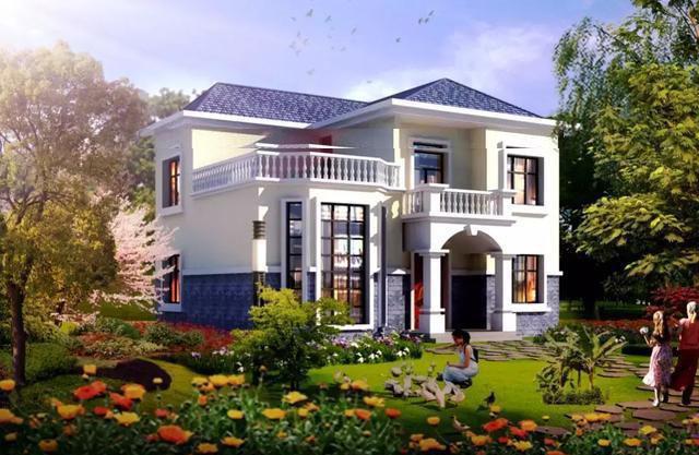 农村二层轻钢别墅设计图，外观漂亮，简单大方，方便实用