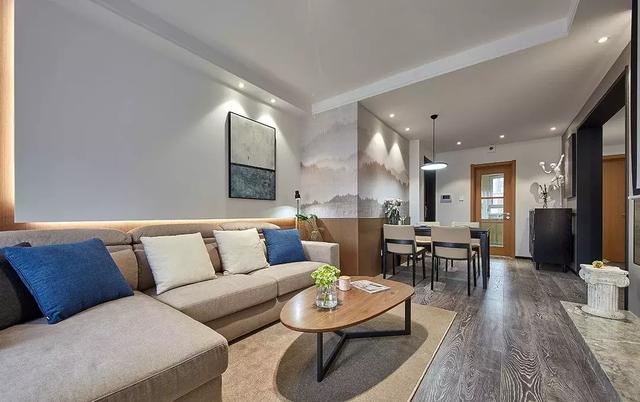 86㎡现代三居室，虽然是现代风，但却带有新中式的感觉