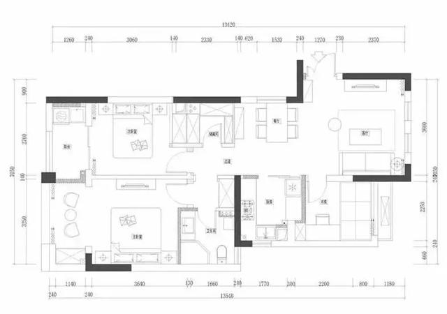 98平美式风小三房，卡座餐厅加榻榻米书房
