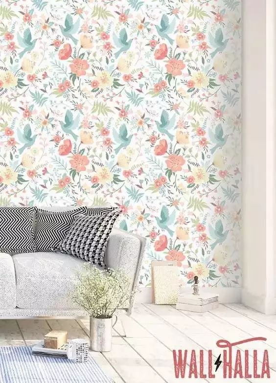 把小清新的印花搬到你家背景墙吧，这就叫美上墙了！