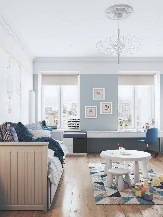 北欧风装修设计，高级灰+雾霾蓝配色，美观又大气！