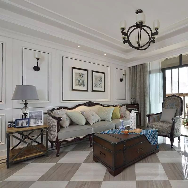 现代美式三居装修设计，厨房多一个吧台就是不一样，好看又实用！