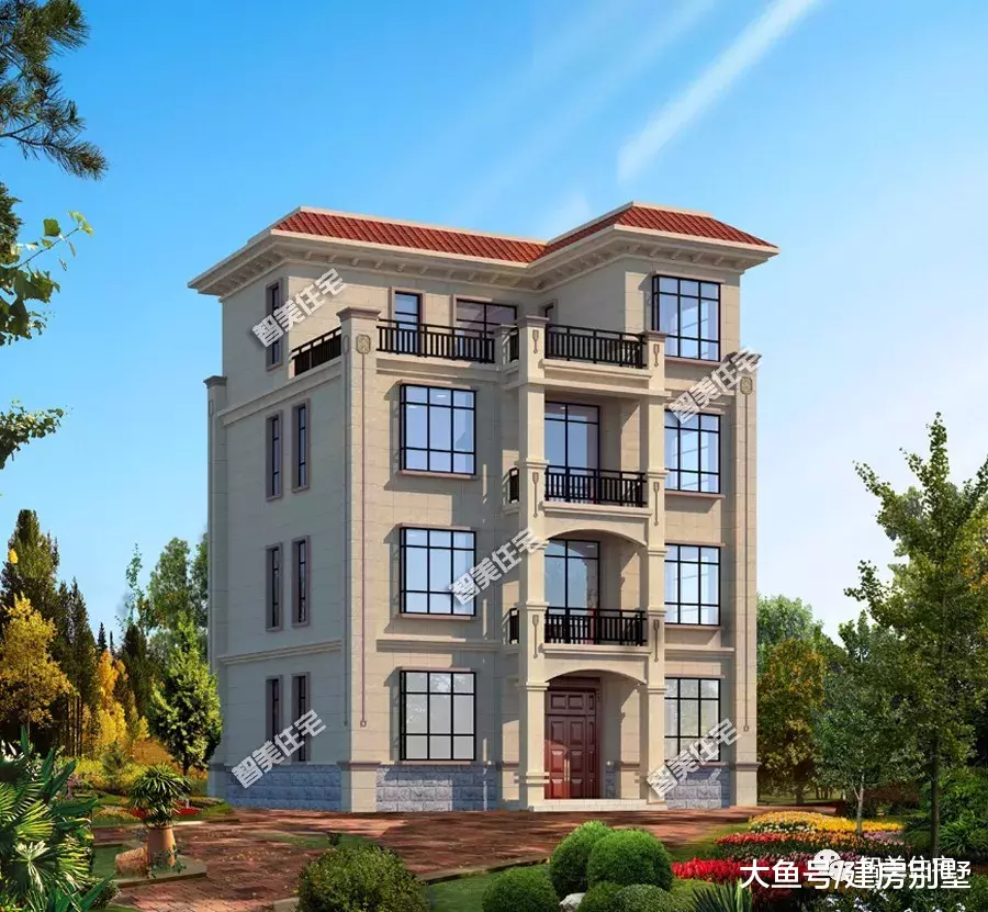风光返乡建四层别墅，主体造价只要40多万，平屋顶也美观大气