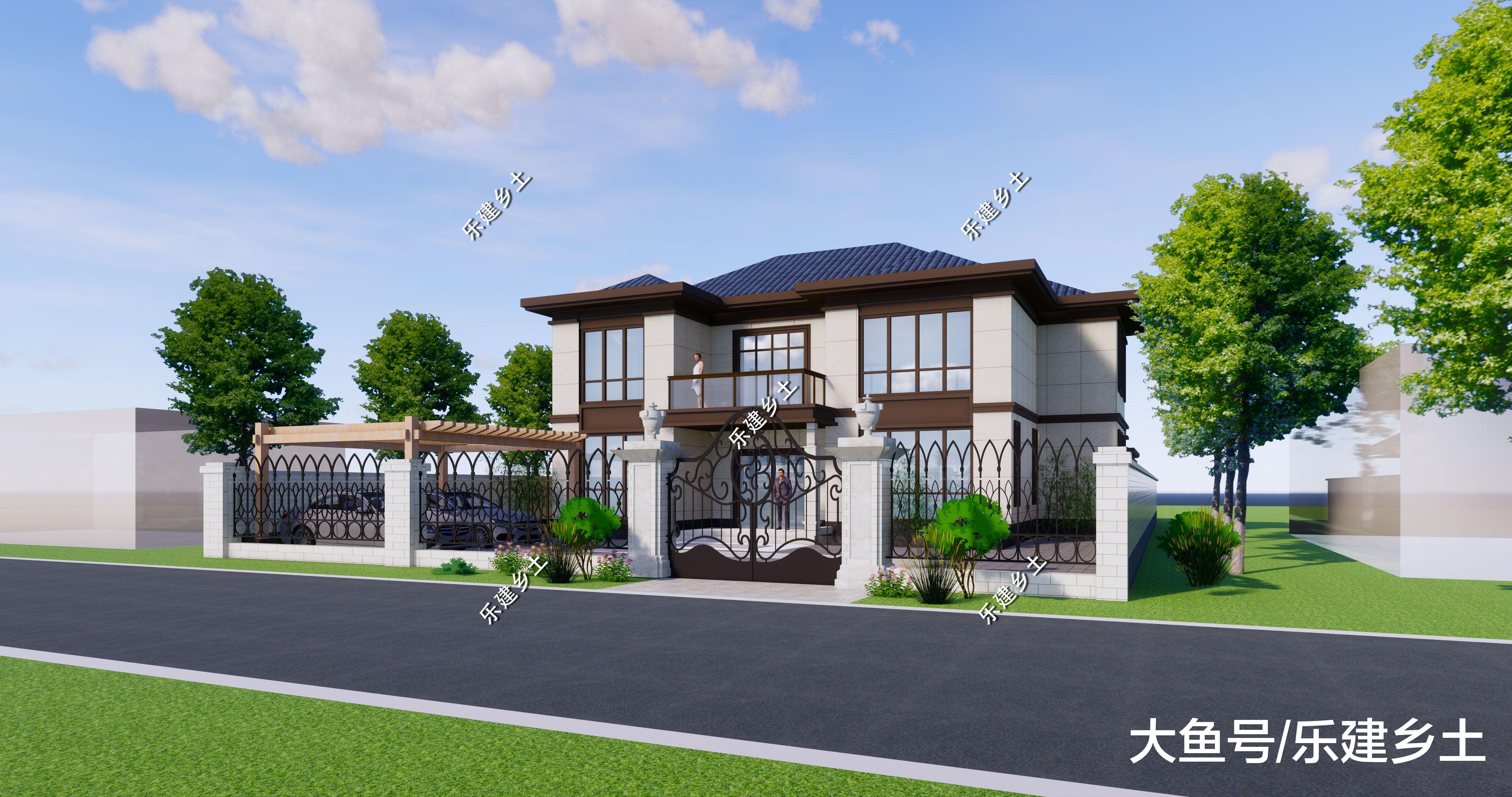 湖北省石首市二层新中式宅院设计，前后院布局，时尚轻奢！