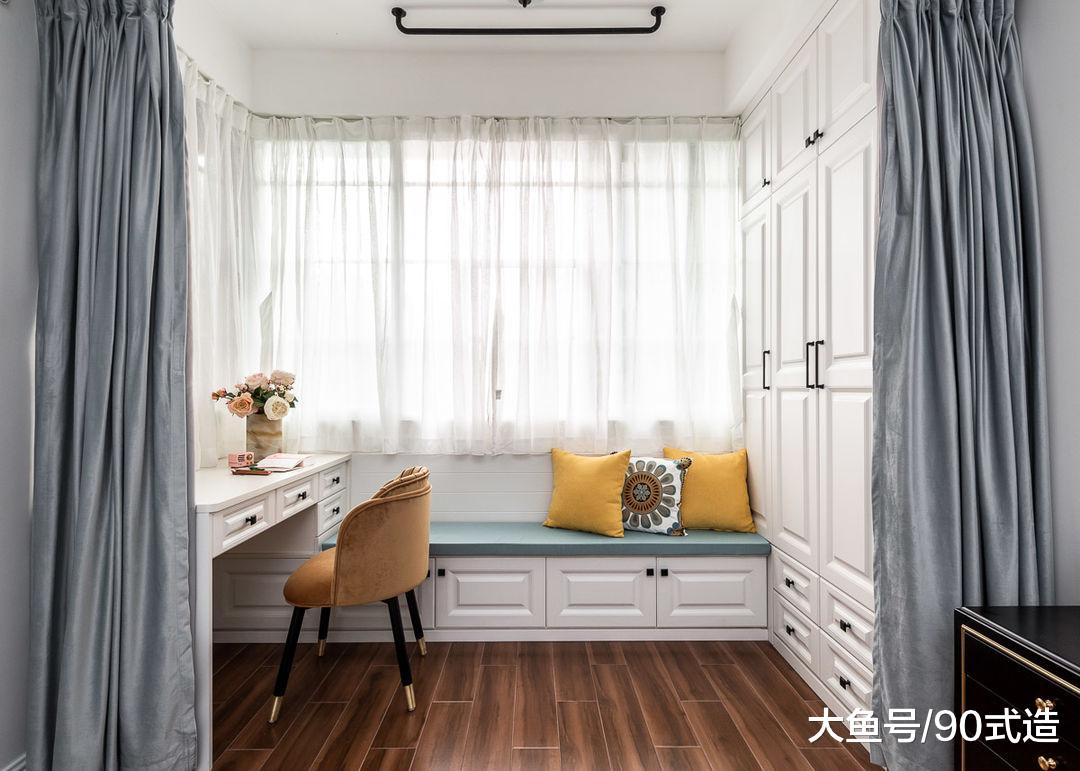 入墙打柜，餐厅卡座，73㎡轻奢美式风