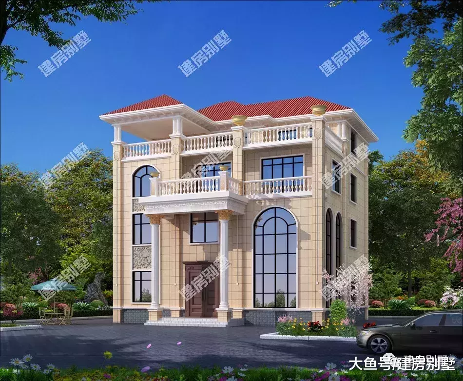 帶落地窗和旋轉樓梯的農村別墅，這樣建房夠氣派了吧！