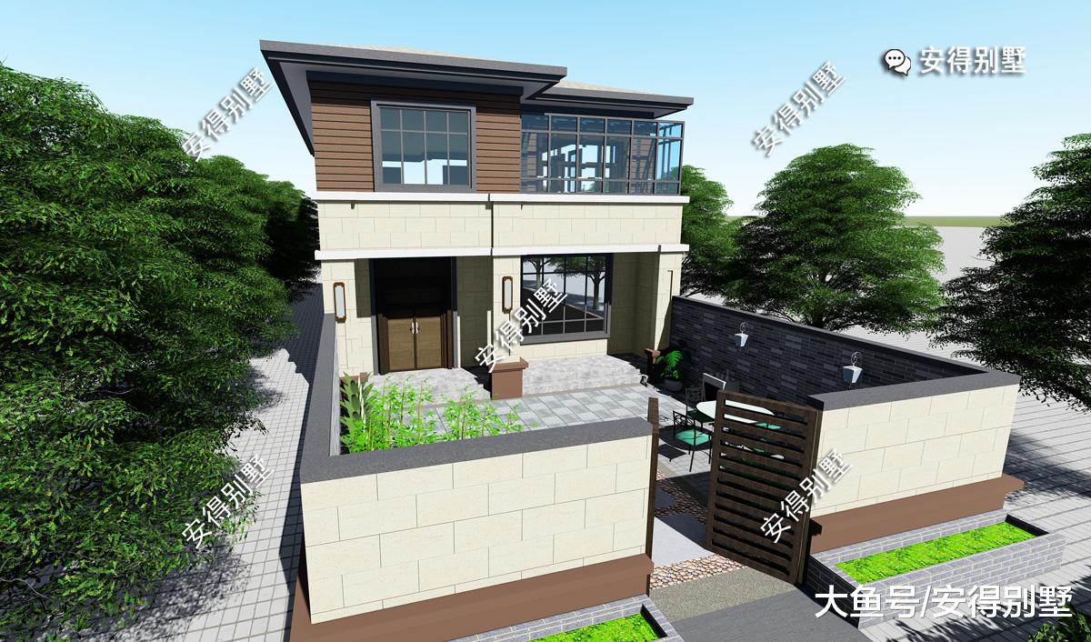 担心建房子钱不够？看看这个小面积现代别墅，自带小院，经济实惠