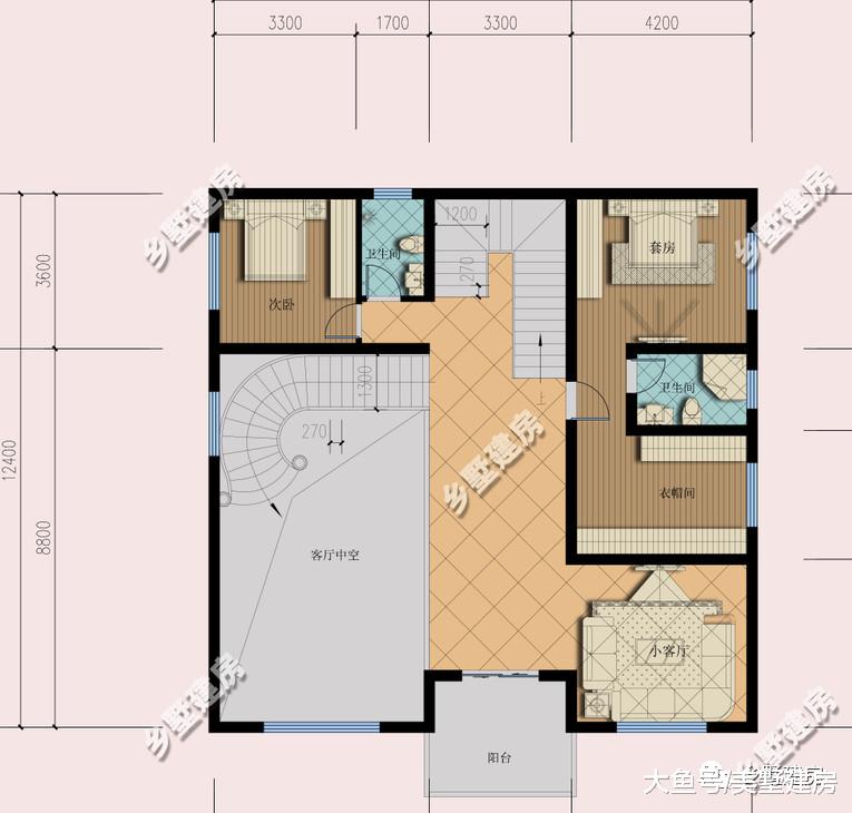 农村自建房，色调鲜明，带挑空客厅，堪称农村幸福生活的标配！