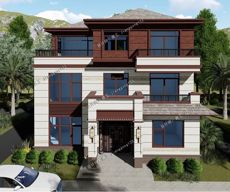 面积差不多的5款别墅，三层砖混结构，最后一款还带柴火间