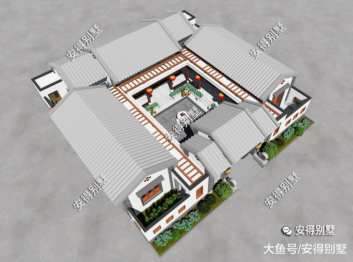 两款新中式四合院别墅设计，小面积，更实惠。