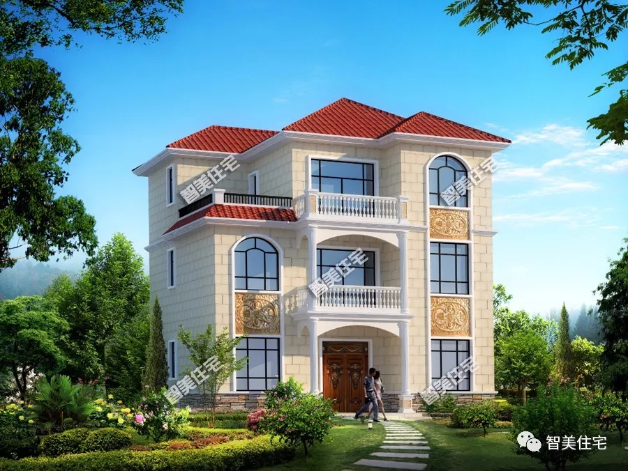 宽12米的两栋农村别墅，第一栋客厅挑空，第二栋建的人非常多