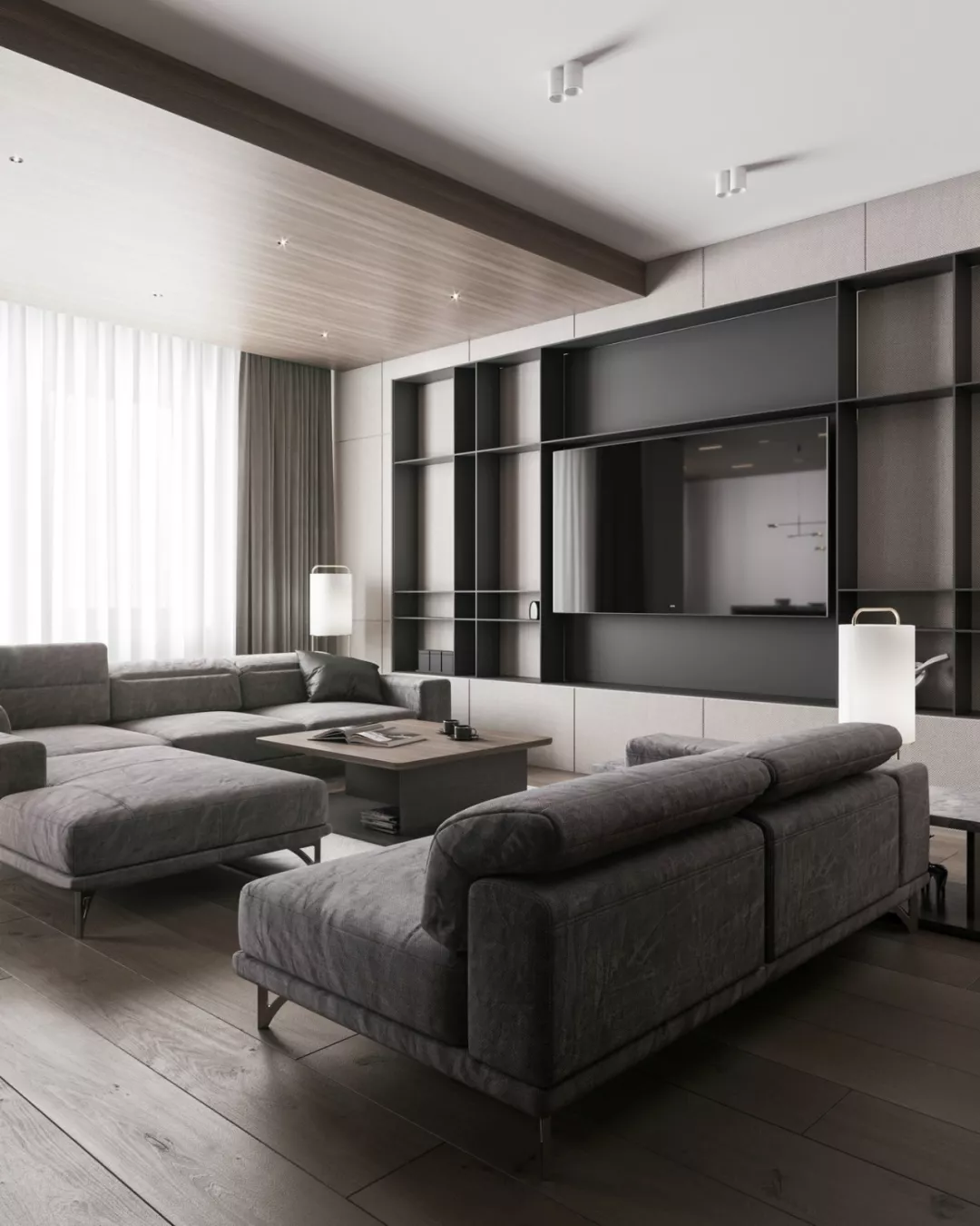 120m2气质家居，木色和高级灰的碰撞融合