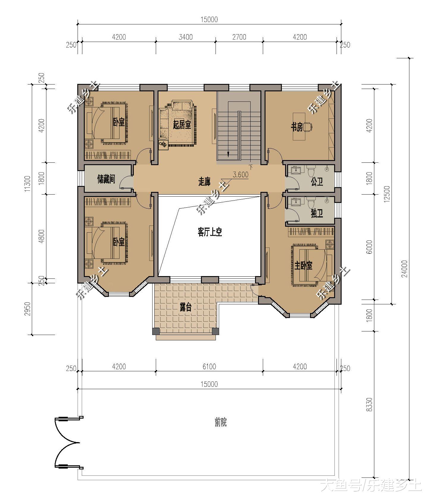 河北沧州周宅定制设计，二层15X14米欧式风格，造型精美