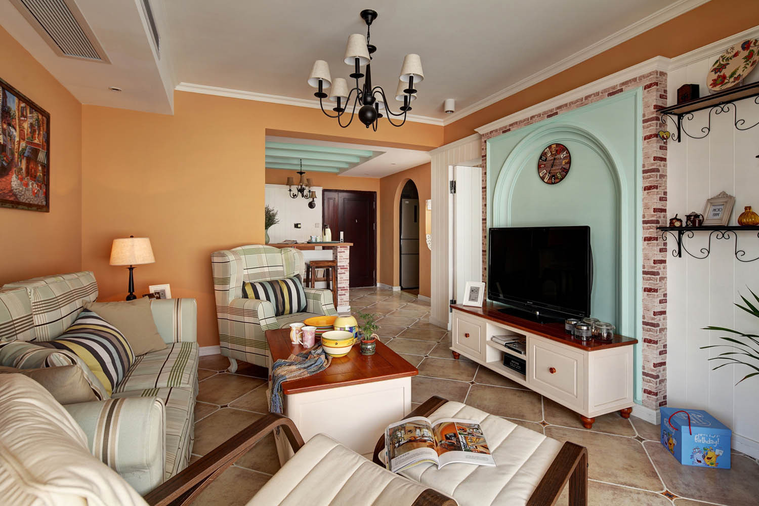 复古美式乡村田园风，这样的装修还挺别致的呢！喜欢这样的美！