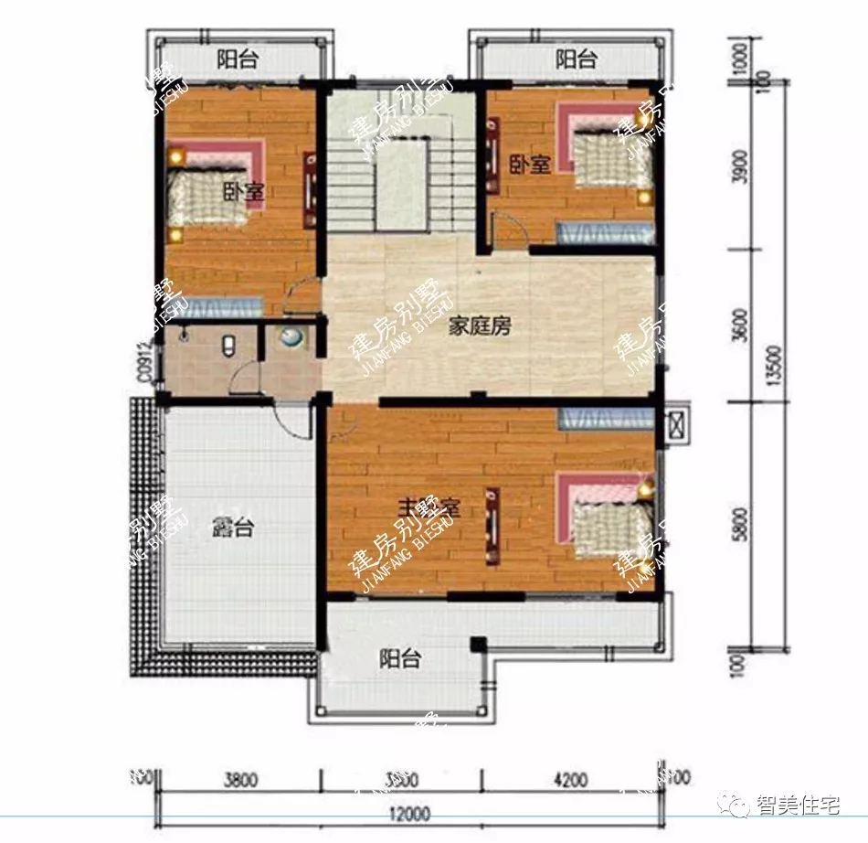 2栋宽12米的四层别墅，斜屋面和平屋顶设计，要的就是这份气派