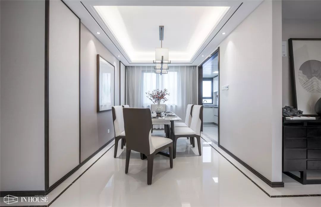 136㎡新中式，禅意儒雅的客餐厅，配色好温馨