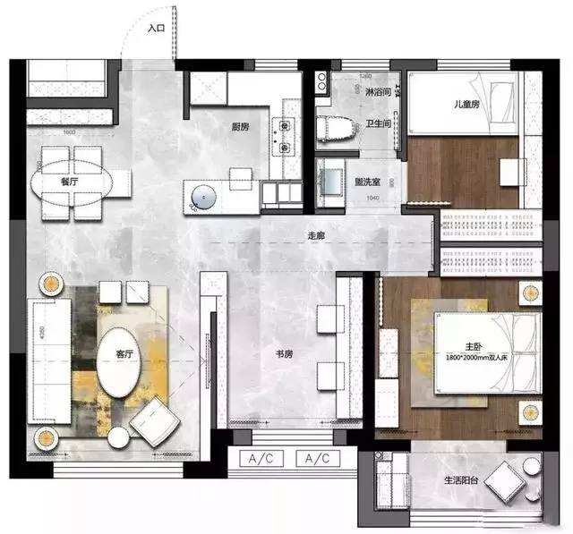 87平小户型竟然设计出三个卧室，还精致轻奢，开阔通透！