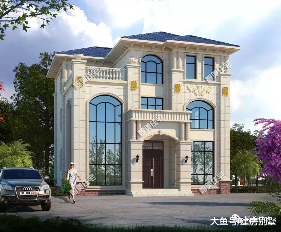 两栋简欧风格设计，配落地窗的别墅，30万就能建的很好看