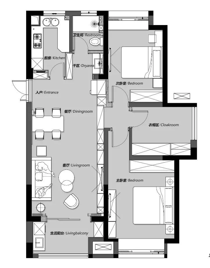 104平三居室，简洁实用、漂亮有气质，新房这样装差不了