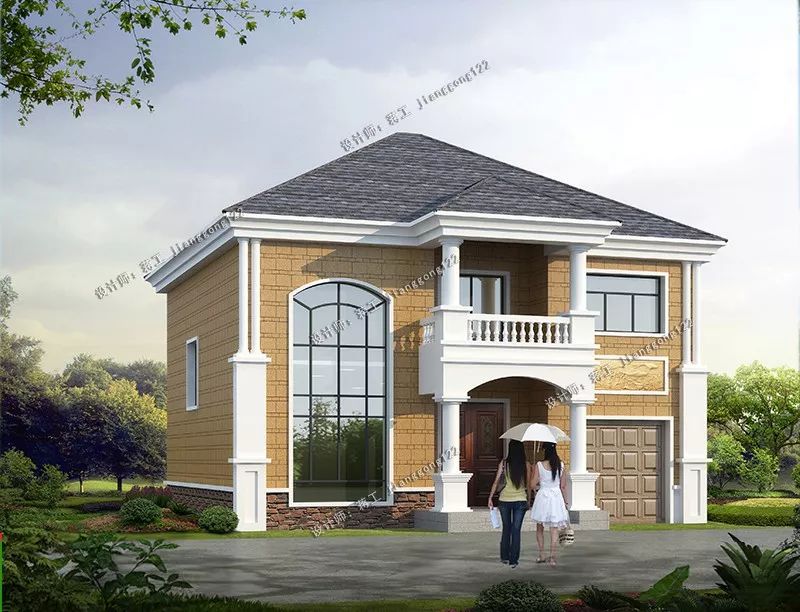 2款带堂屋的农村别墅，二层带烟囱和车库，哪个户型好