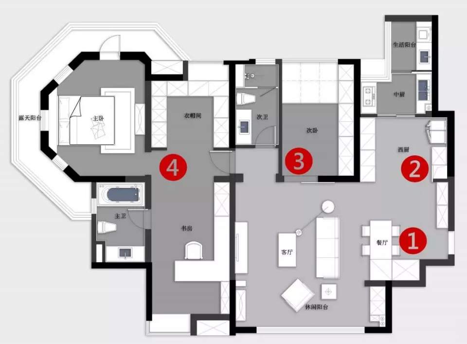 140平轻奢美式三居，红黄蓝碰撞出优雅大气、高品位生活空间！