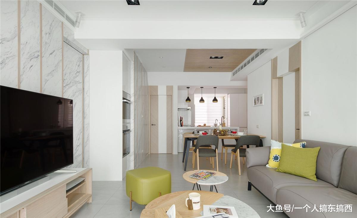 110m2现代风二居室, 客厅的设计太棒了, 看一眼就心动