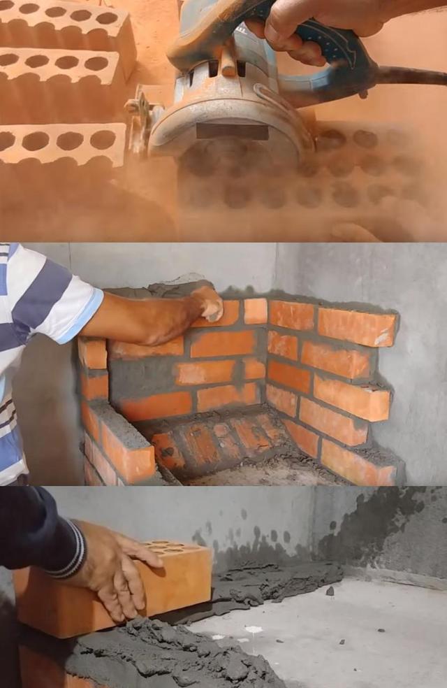 农村柴火灶出了新设计！占地不到1平米，空心砖砌好了，嵌入烤箱好实用