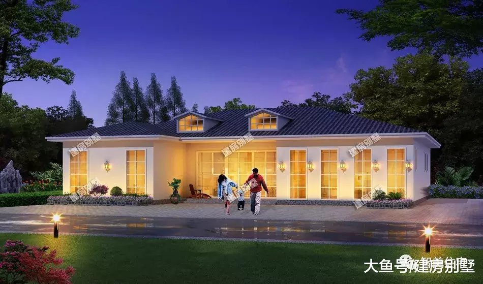 3栋面宽尺寸大的一层别墅，品味欧式、中式和现代风格的美