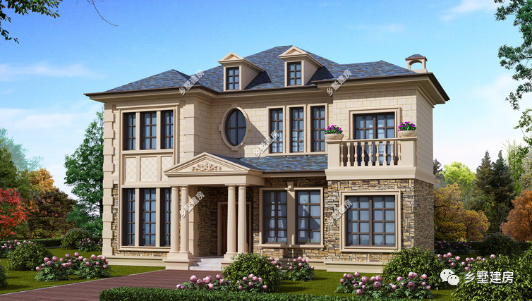欧式风格别墅，造型精美，在农村建一栋绝对引人注目！