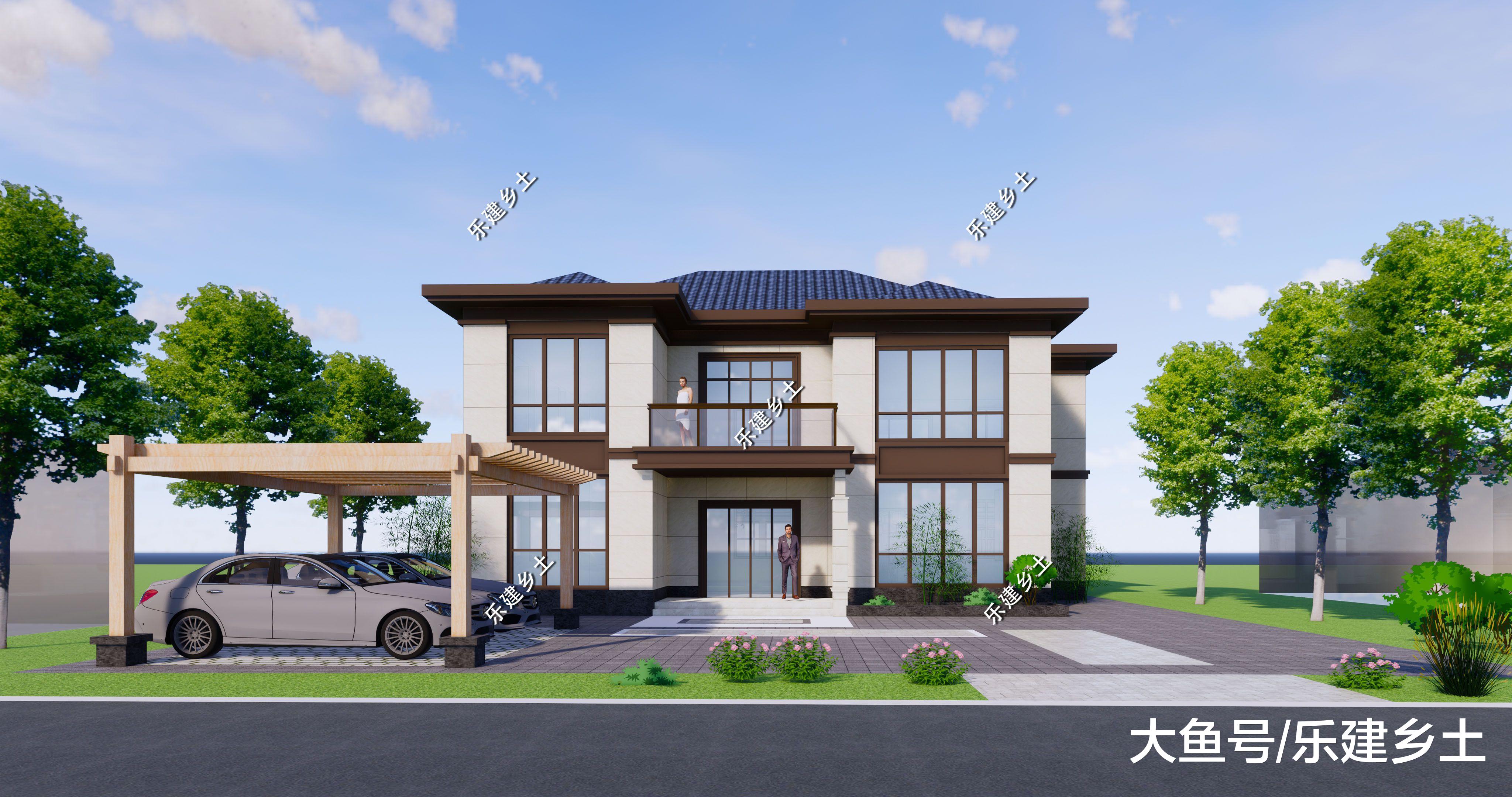 湖北省石首市二层新中式宅院设计，前后院布局，时尚轻奢！