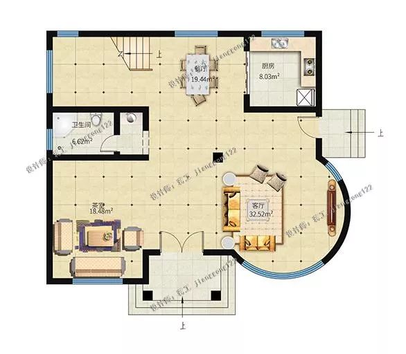 占地118平农村三层别墅，造型独特美观实用，三十年后不落伍
