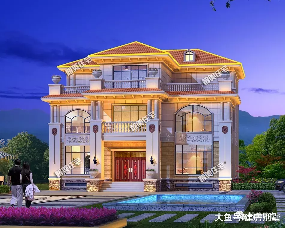 15.8×16.5米豪华别墅，带地下室，有钱人人都想建