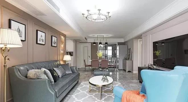 130平的轻奢美式风三居室，客餐厅连在一起好宽敞