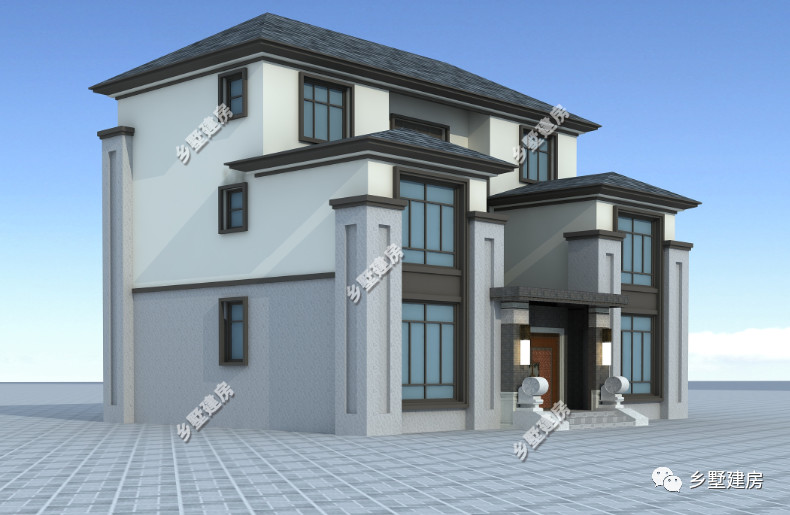 新中式三层农村自建别墅，外观大气、布局合理，主体造价45万！