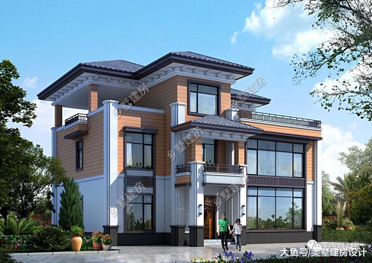 14X11米农村别墅, 双露台+茶室完美设计, 高贵典雅有韵味!