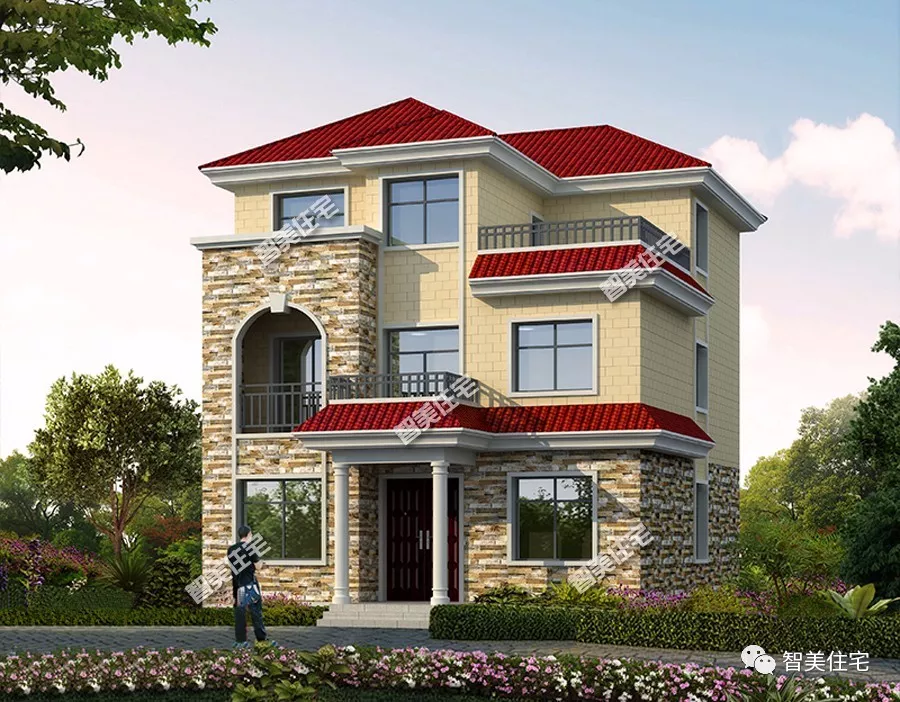 两栋宽9-10米间的别墅，造型简单好施工，主体30来万