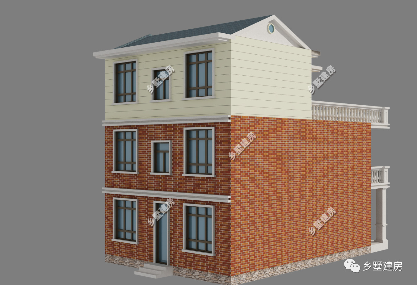 9x14米，农村小开间照样建别墅，二层半的设计，照样美的不行