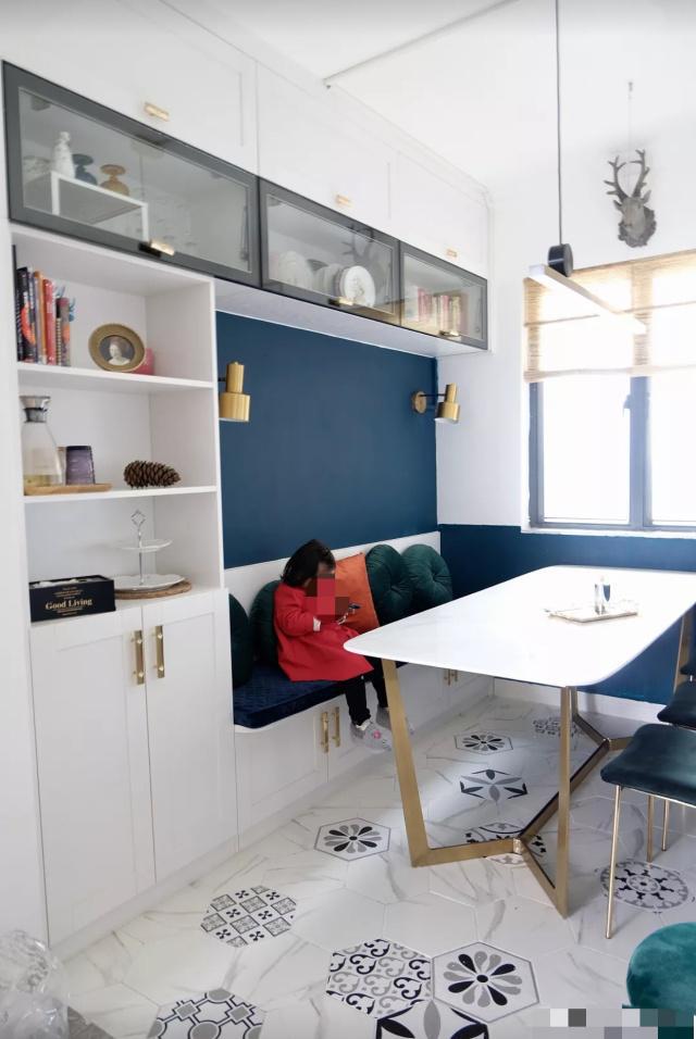 一家三口的新房，晒晒，餐厅设卡座很抢眼，电视墙打满柜子真聪明