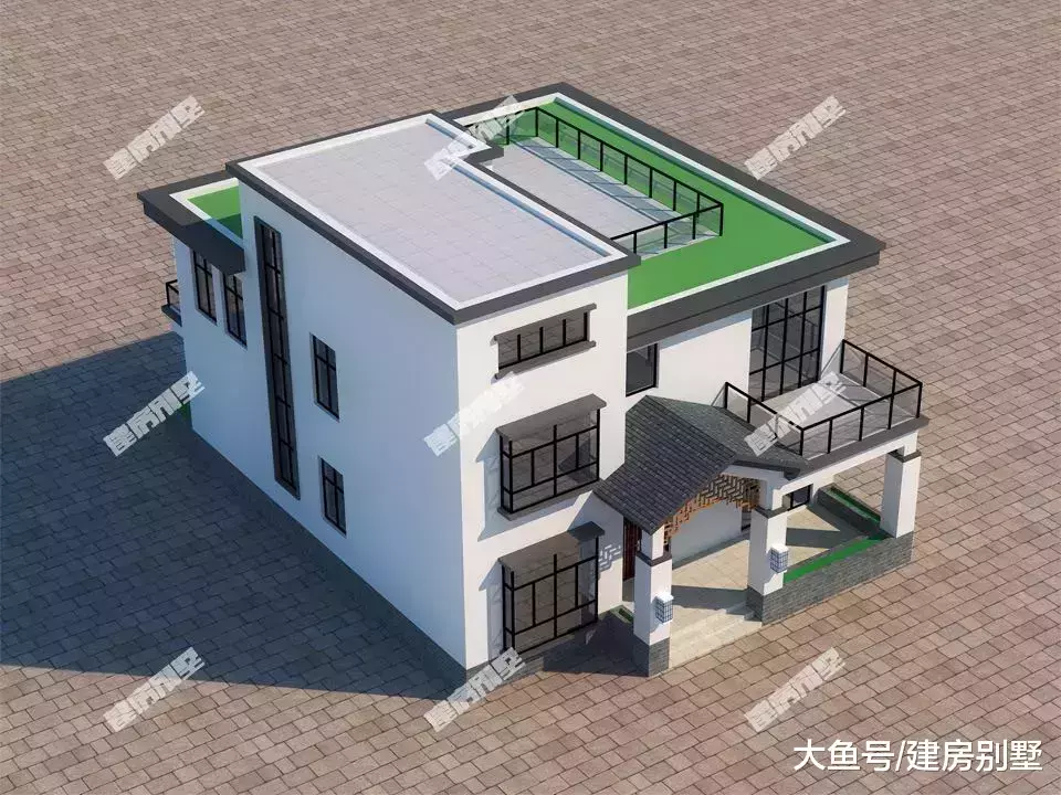 曬一棟完工的新中式住宅，古色古香的畫面，令人向往的仙境