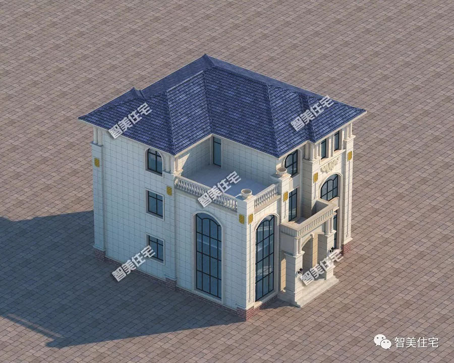 宽11.4米，欧式外观设计的一栋别墅，客厅挑空很气派