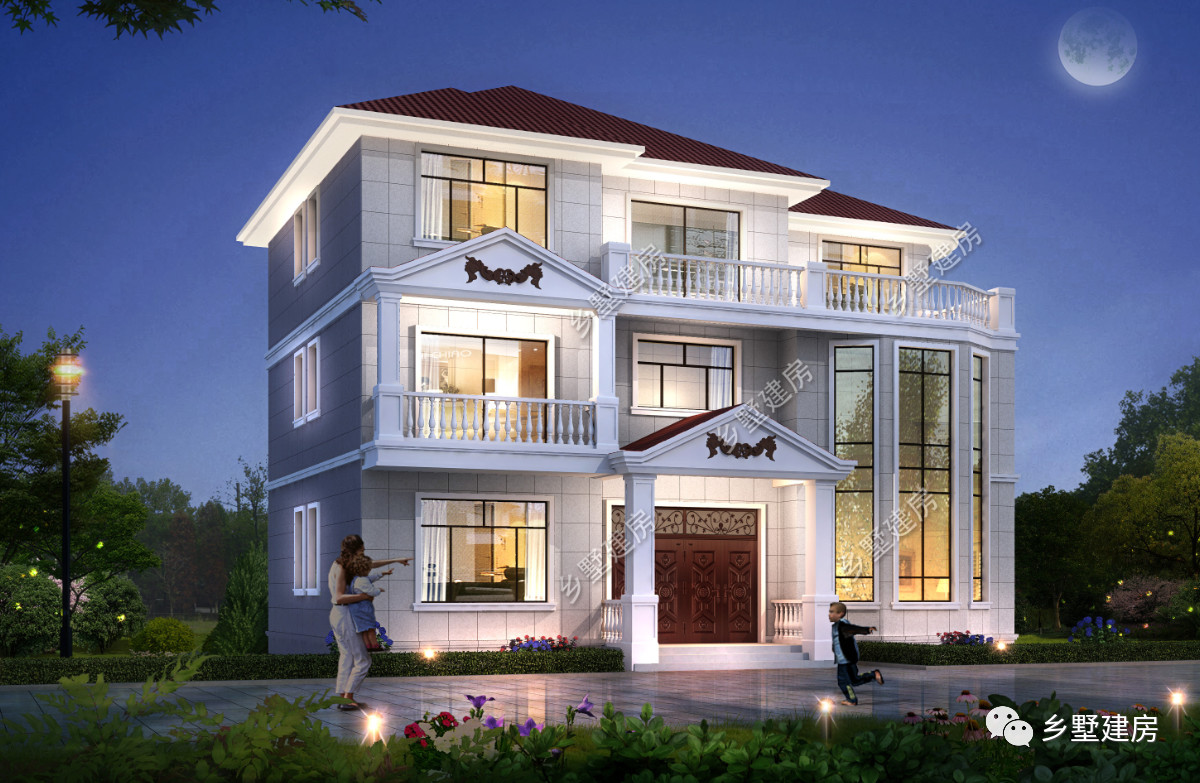 三层别墅怎么建？挑空客厅+阳光房+电梯，这才是家的感觉！