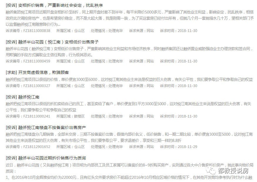 福建楼市新鲜事：降价居然被投诉，福州融侨悦江南业主要求补差价