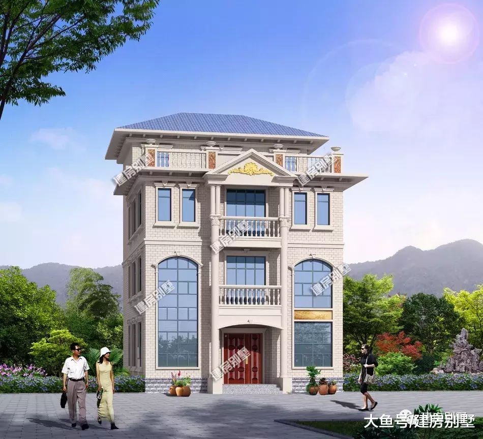 宽10.5米的两栋四层农村别墅，都是很适合在老家建的房子