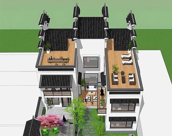 中式馬頭墻雙拼別墅，兄弟合建人均20W, 氣派堪比百萬豪宅，村長也成你家座上賓