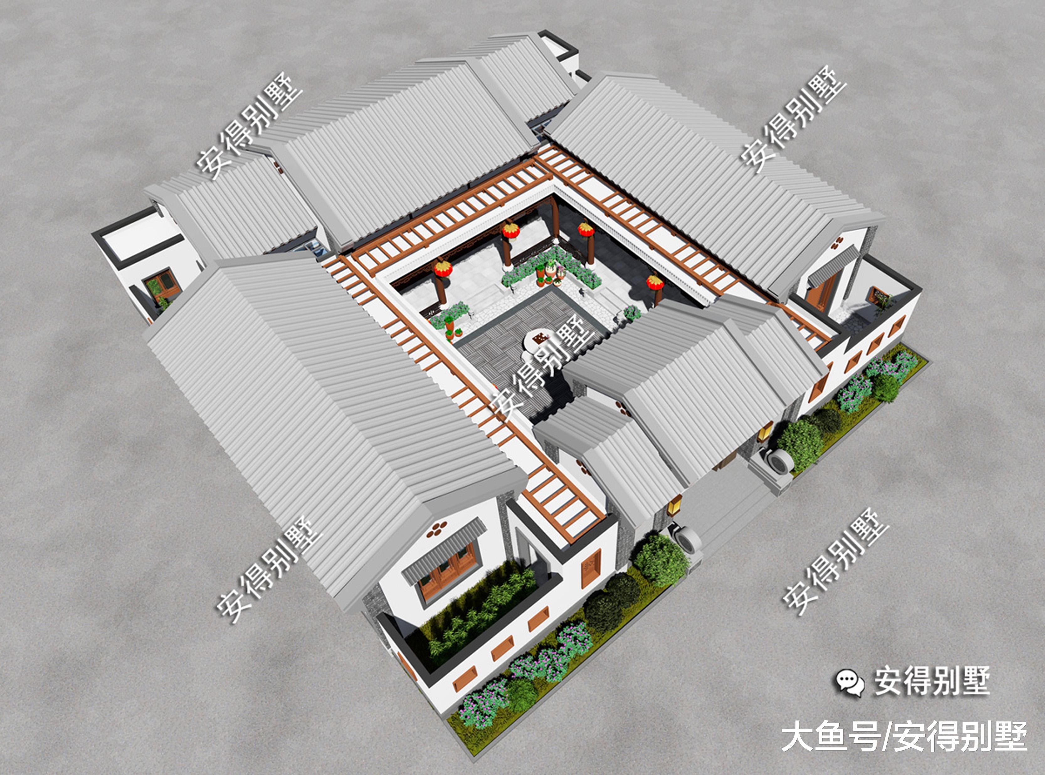新中式四合院别墅设计，居家型别墅，你觉得怎么样