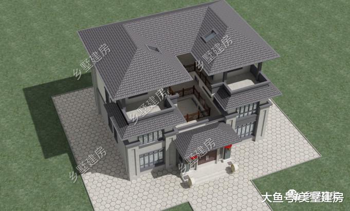 回农村自建一栋别墅，外观典雅端庄，成为村中焦点!