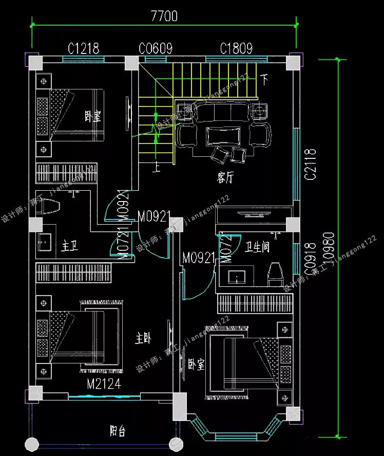 面宽7米左右，4款三层农村自建别墅，80平能建出120平的既视感