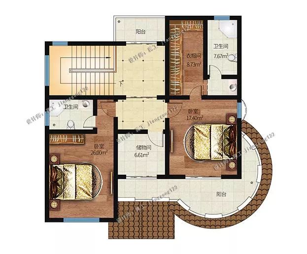 占地118平农村三层别墅，造型独特美观实用，三十年后不落伍